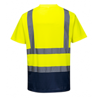 T-SHIRT M/ CURTA BICOLOR AMARELO AV/AZUL ESC S378